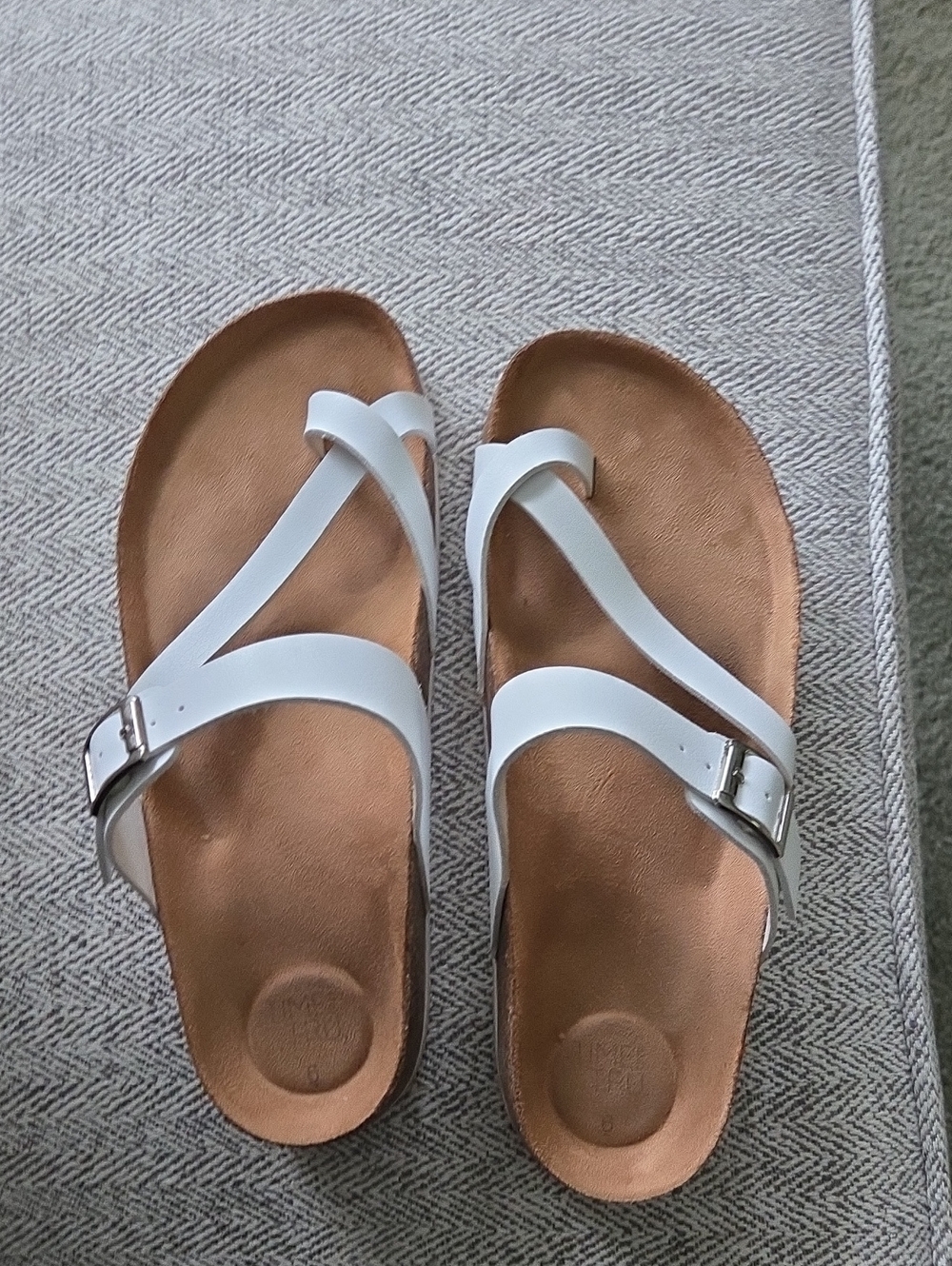 Time &Tru White Strappy Slide Sandals for Women